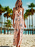 Damen Maxi Kleid Halter V-Ausschnitt Chiffon Print Boho Stil 2