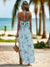 Damen Maxi Kleid Halter V-Ausschnitt Chiffon Print Boho Stil 4