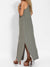 Damen Maxi Kleid Halter mit Seitenschlitz aus Baumwoll-Leinen-Mischung 2