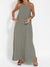 Damen Maxi Kleid Halter mit Seitenschlitz aus Baumwoll-Leinen-Mischung 4