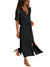 Damen Maxi Kleid Langarm Hemdblusenkleid Polyester für Sommer und Abend 0