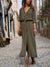 Damen Maxi Kleid Langarm Hemdblusenkleid Polyester für Sommer und Abend 5