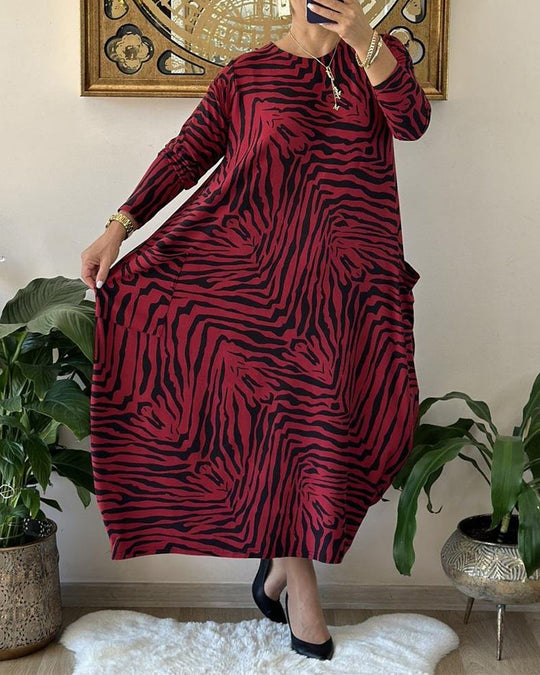 Damen Maxi Kleid Mit Print Und Taschen 3