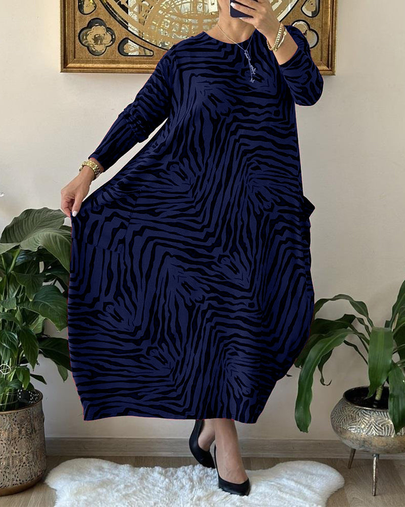 Damen Maxi Kleid Mit Print Und Taschen 4