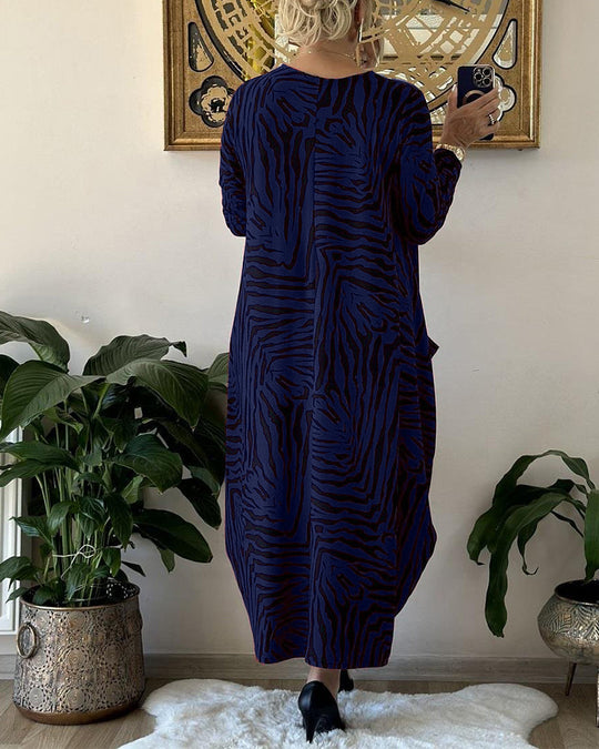 Damen Maxi Kleid Mit Print Und Taschen 5