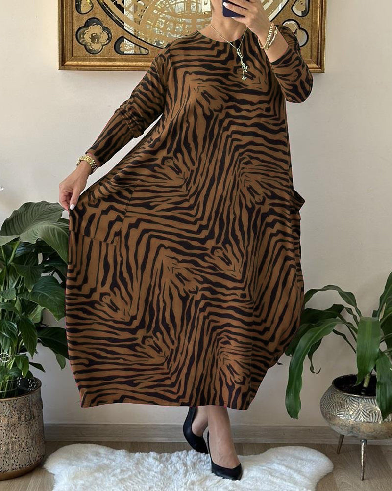 Damen Maxi Kleid Mit Print Und Taschen 7