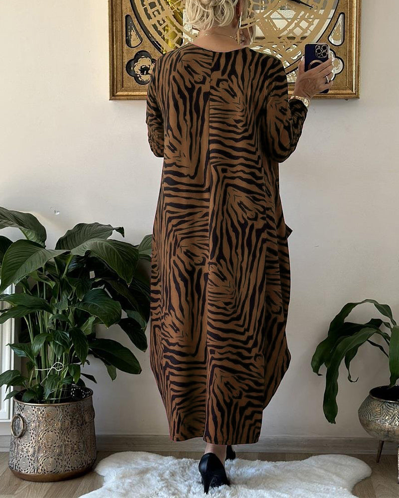 Damen Maxi Kleid Mit Print Und Taschen 8