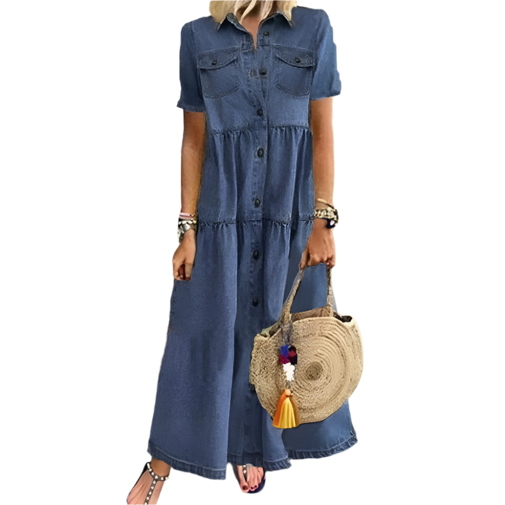 Damen Maxi Kleid Modernes Design Vielseitiger Stoff 0