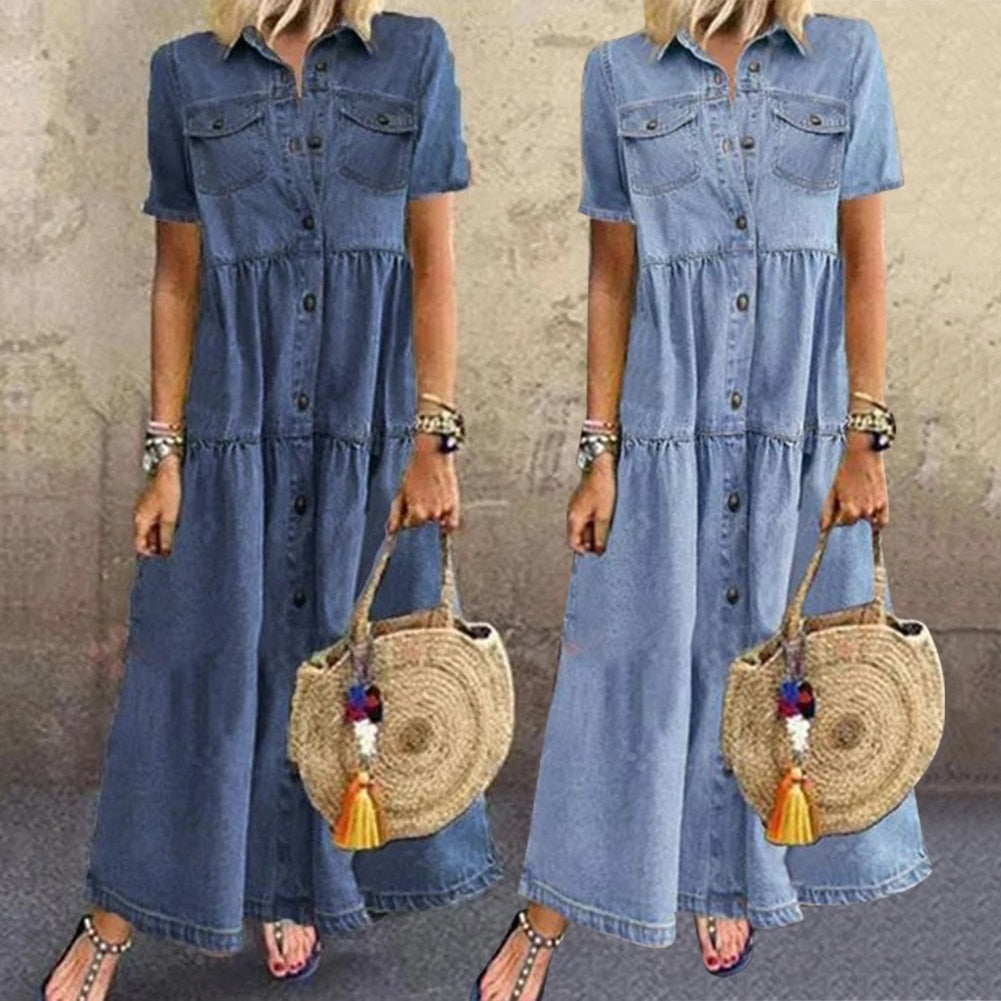 Damen Maxi Kleid Modernes Design Vielseitiger Stoff 1