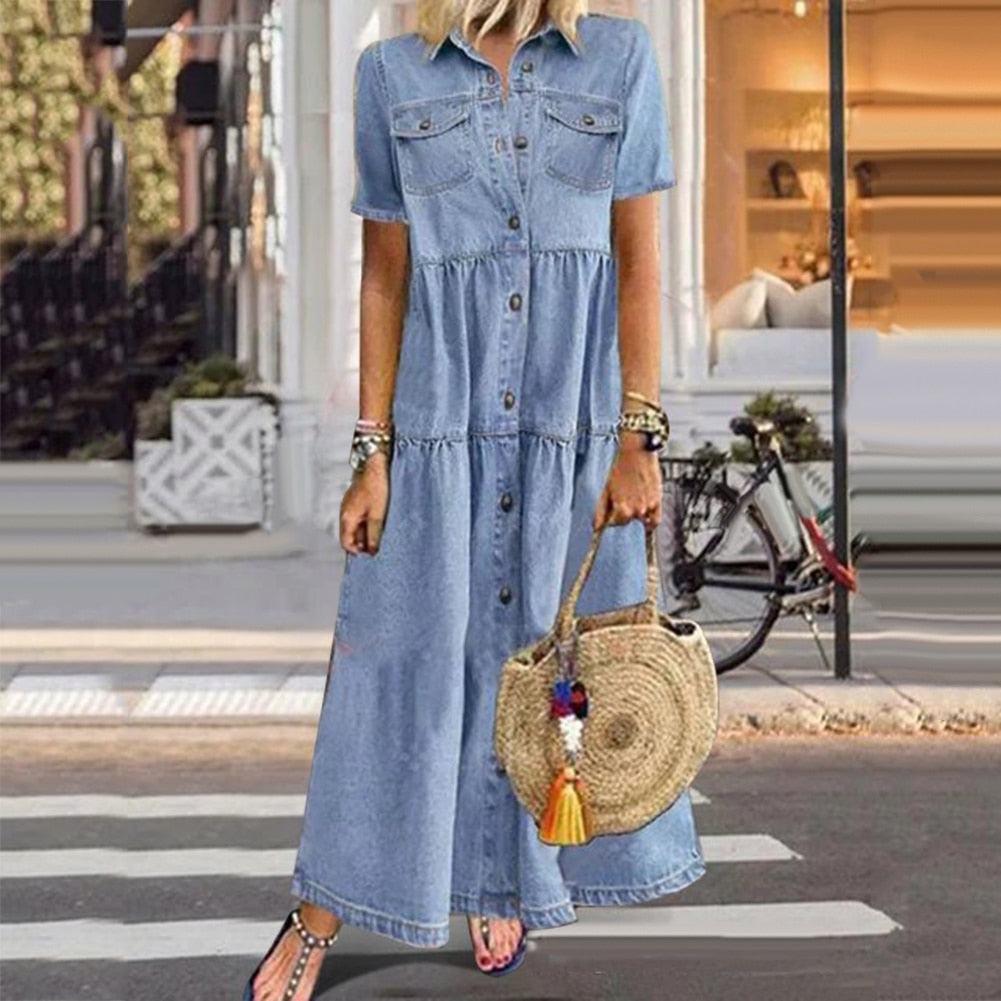 Damen Maxi Kleid Modernes Design Vielseitiger Stoff 2