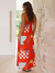 Damen Maxi Kleid Tropenmotiv Fließendes Design 5
