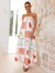 Damen Maxi Kleid Tropenmotiv Fließendes Design 8