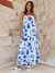 Damen Maxi Kleid Tropenmotiv Fließendes Design 9