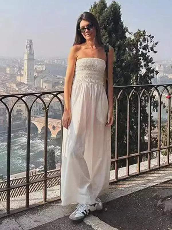 Damen Maxi Kleid Tube Top Gestreift Polyester für Sommerkleider 5