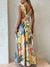 Damen Maxi Kleid V-Ausschnitt Patchwork Baumwollmischung 3
