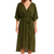 Damen Maxi Kleid V-Ausschnitt Plus-Size Mit Taillengürtel Atmungsaktive Stoffe 0
