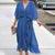 Damen Maxi Kleid V-Ausschnitt Plus-Size Mit Taillengürtel Atmungsaktive Stoffe 2