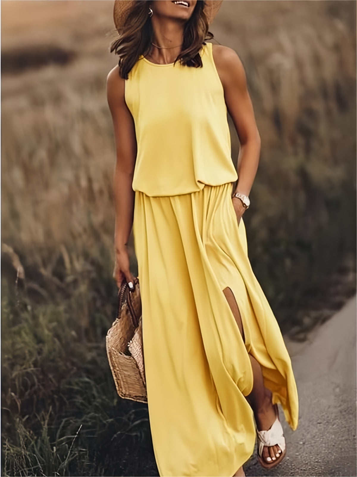 Damen Maxikleid Klassisches Design Atmungsaktives Material 2