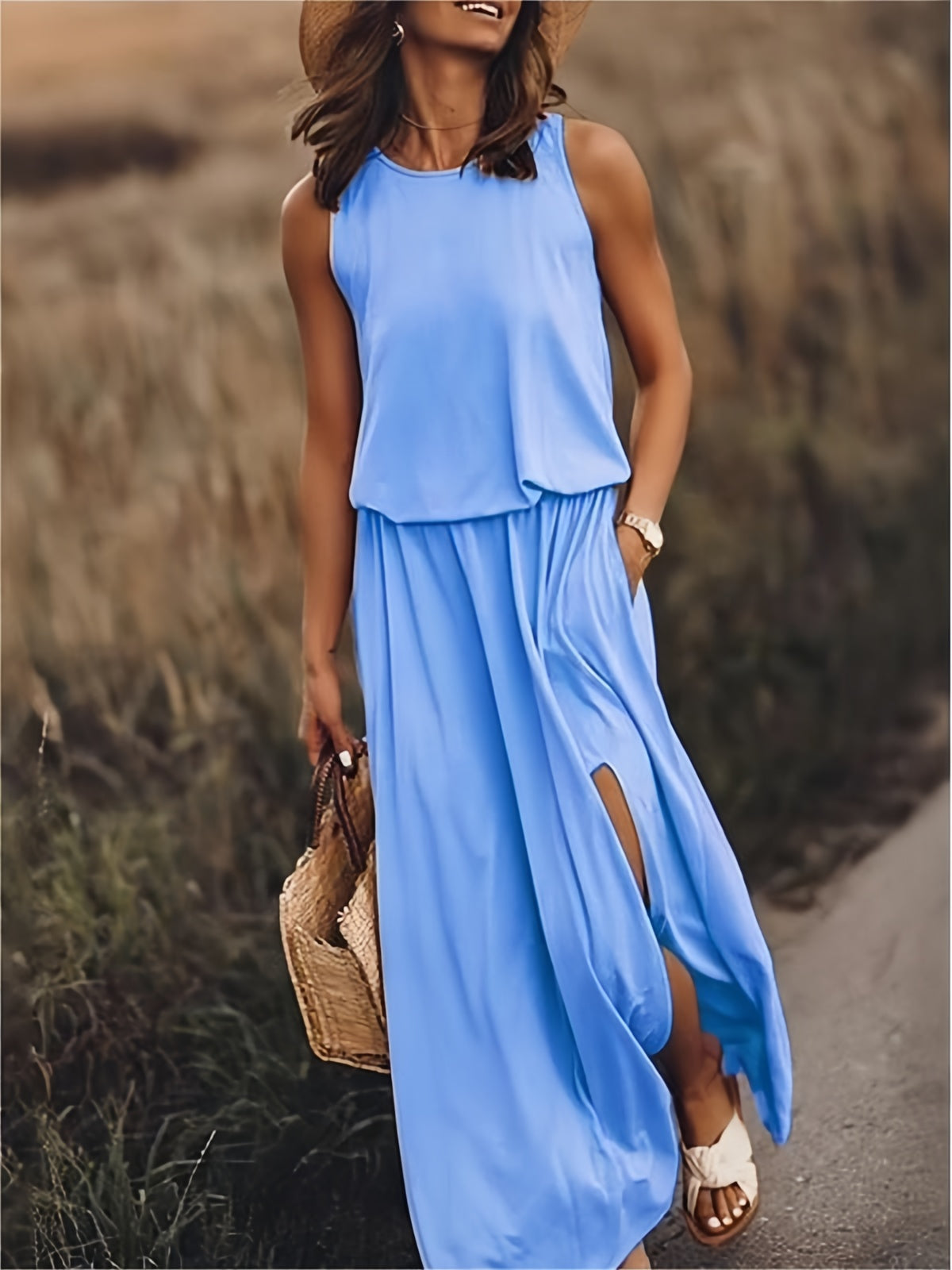 Damen Maxikleid Klassisches Design Atmungsaktives Material 3