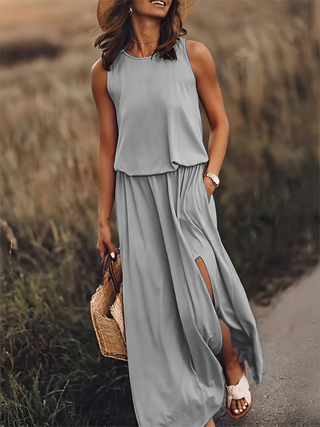 Damen Maxikleid Klassisches Design Atmungsaktives Material 5