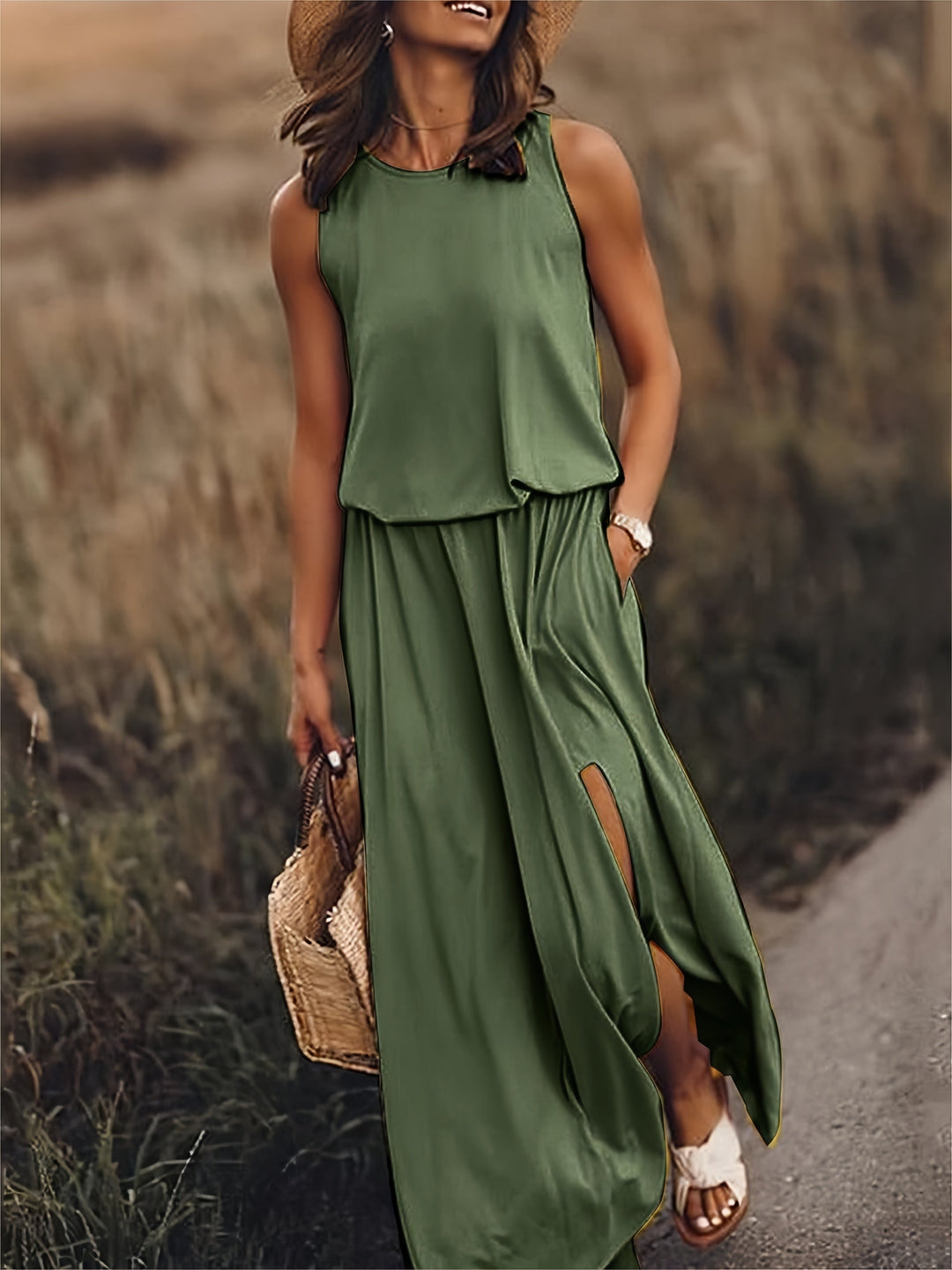 Damen Maxikleid Klassisches Design Atmungsaktives Material 6