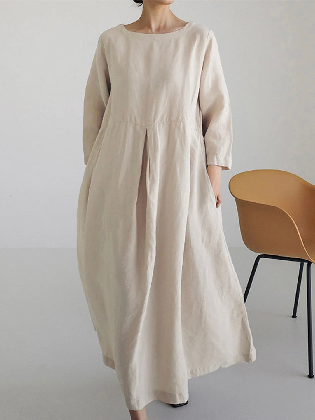 Damen Maxikleid mit Seitentaschen und lockerer Passform 2