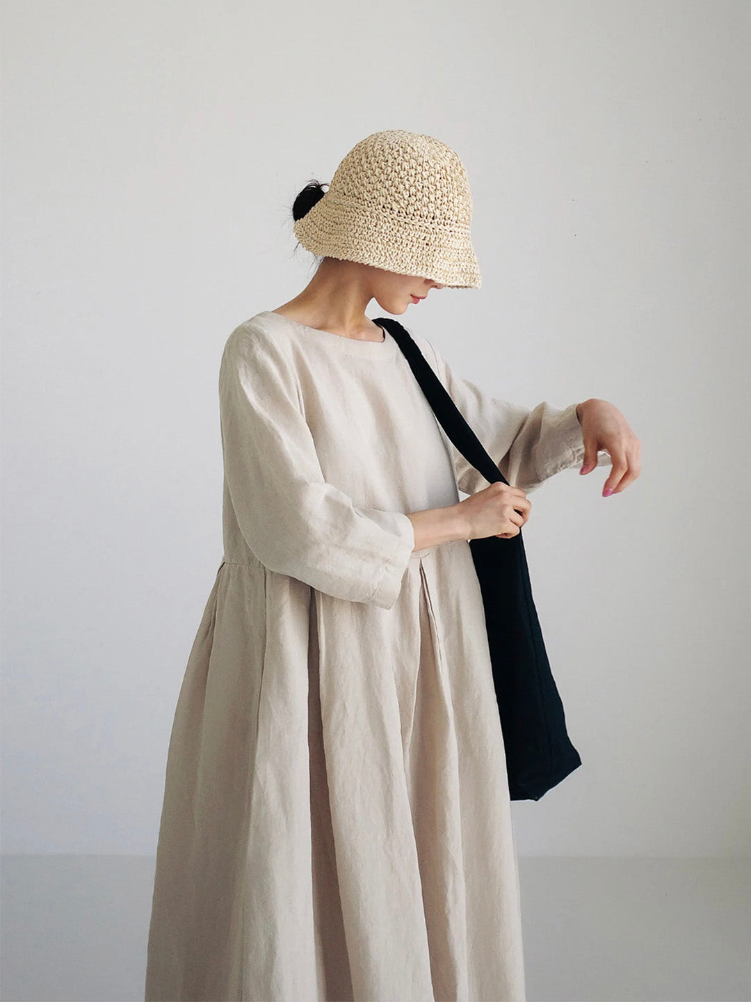 Damen Maxikleid mit Seitentaschen und lockerer Passform 3