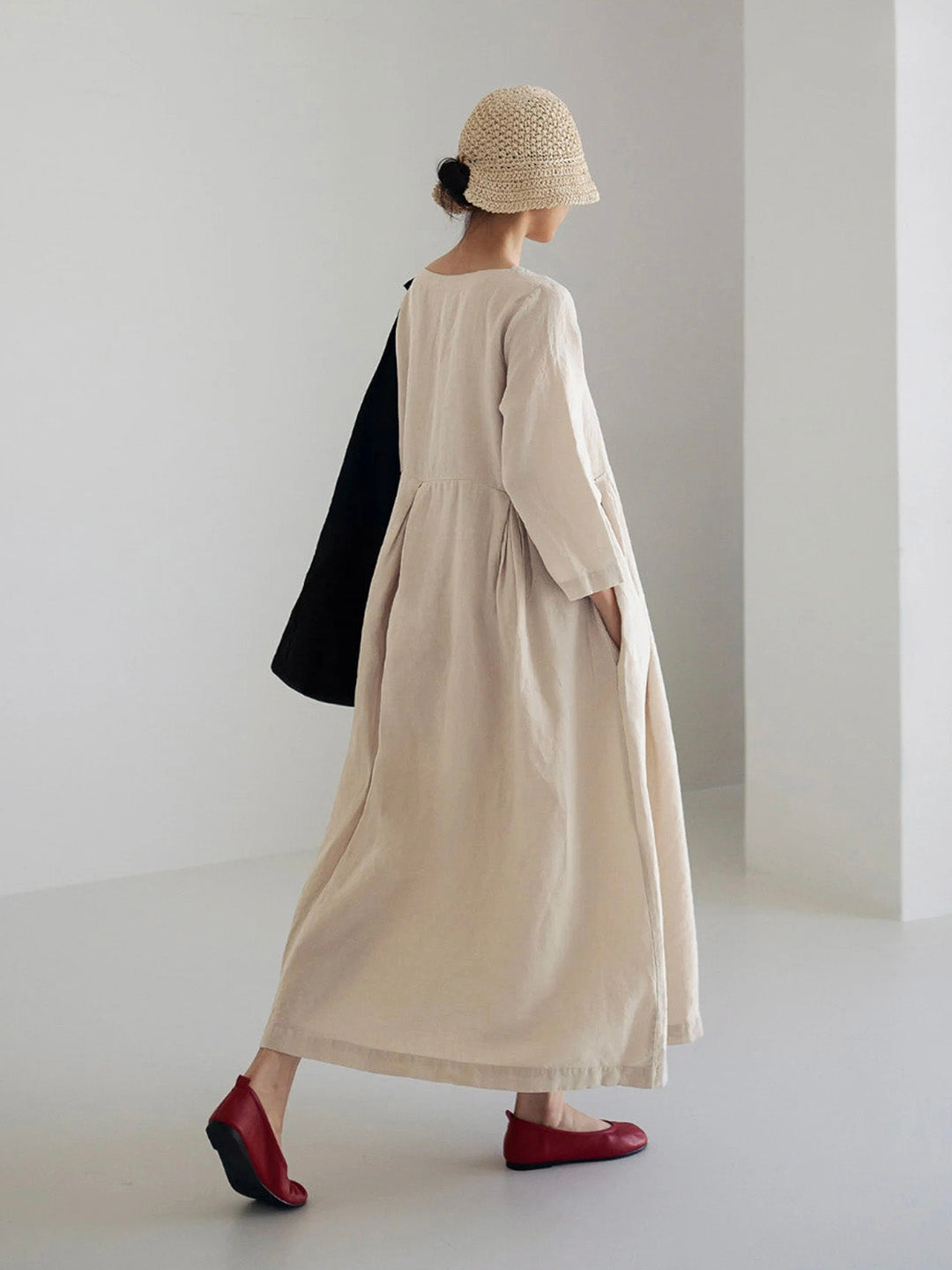 Damen Maxikleid mit Seitentaschen und lockerer Passform 4