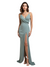 Damen Midi-Kleid Hoher Split Baumwolle für Abendkleider und Sommerkleider 0