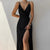 Damen Midi-Kleid Hoher Split Baumwolle für Abendkleider und Sommerkleider 2