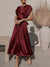 Damen Midi Abendkleid mit Gelaunten Ärmeln und Diagonalem Schnitt 6