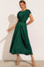 Damen Midi Abendkleid mit Gelaunten Ärmeln und Diagonalem Schnitt 9