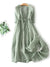 Damen Midi Kleid Bohemian Stil Leinen mit Rüschendetails 0