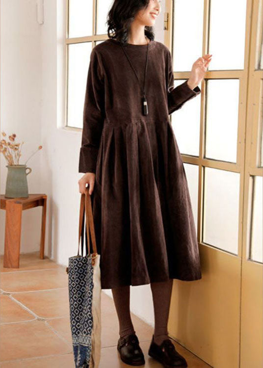 Damen Midi Kleid Langarm Corduroy 3