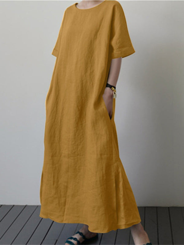 Damen Midi Kleid Mit Gürtel Und Seitenschlitz 4