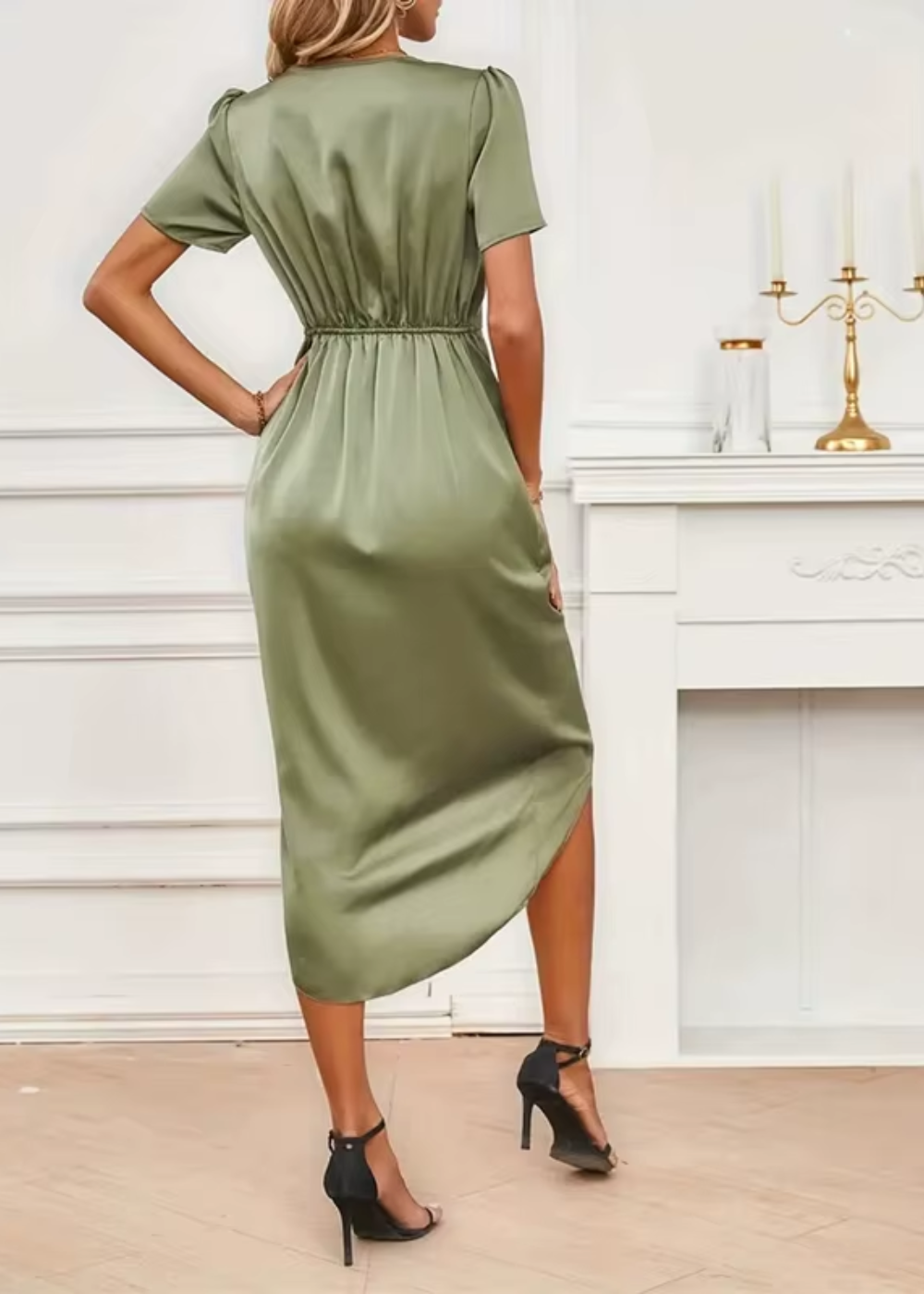 Damen Midi Kleid Mit Schickem Design Aus Hochwertigem Stoff 3