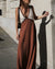 Damen Midi Kleid V-Ausschnitt Kontrastfarben 6