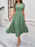 Damen Midi Kleid V-Ausschnitt Puffärmel A-Linie Hochwertiger Stoff 10