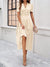 Damen Midi Kleid V-Ausschnitt Puffärmel A-Linie Hochwertiger Stoff 11