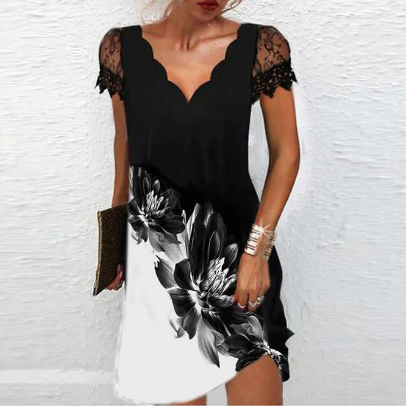 Damen Midikleid V-Ausschnitt Modernes Design 1