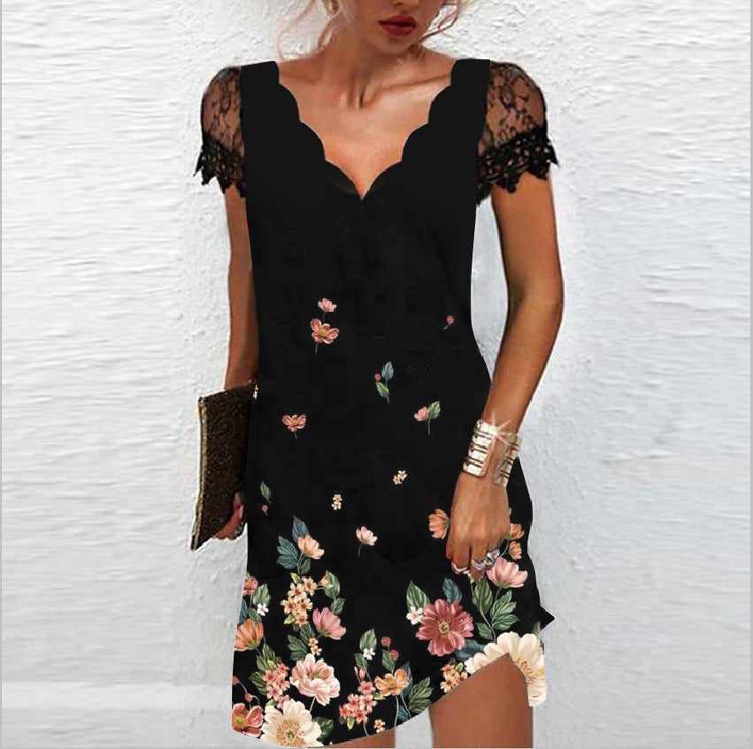 Damen Midikleid V-Ausschnitt Modernes Design 2