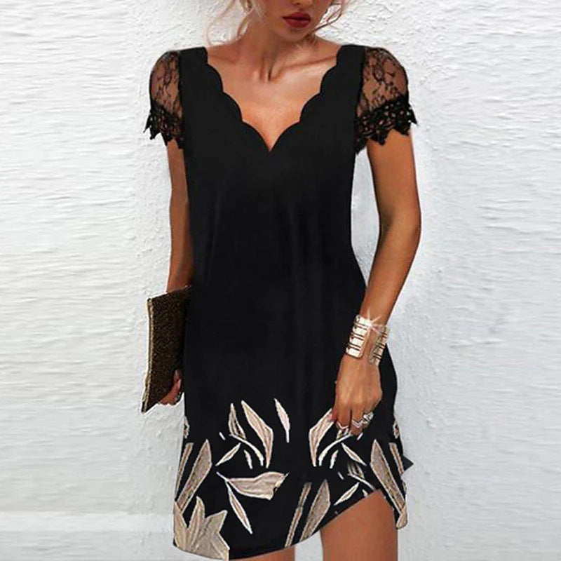Damen Midikleid V-Ausschnitt Modernes Design 3