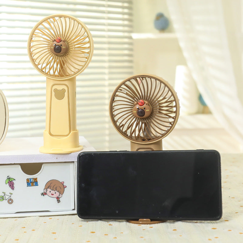 Damen Mini-Handventilator Bären-Design Tragbar USB Aufladbar 2