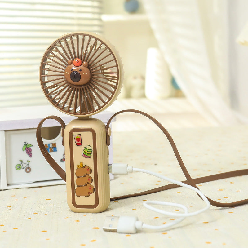 Damen Mini-Handventilator im Niedlichen Tierdesign Tragbar USB Wiederaufladbar 5