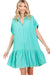 Damen Mini Kleid Button-Down Leinen-Mix 0