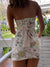 Damen Mini Kleid Floral Körperbetont Mit Abnehmbaren Rückengürtel 3