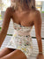 Damen Mini Kleid Floral Körperbetont Mit Abnehmbaren Rückengürtel 4