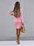 Damen Mini Kleid Langarm Rundhals mit Knopf 5