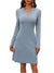Damen Mini Kleid Notch-Ausschnitt mit Langen Ärmeln aus Polyester und Spandex 0