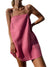 Damen Mini Kleid Spaghetti-Träger Baumwolle Leinen Freizeit 0